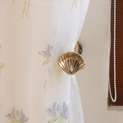 Shell Brass Curtains Hold Backs set of 2-Tie Backs-House of Ekam