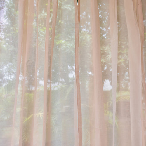 Solid Baby Pink Cotton Silk Sheer Curtains-Curtains-House of Ekam