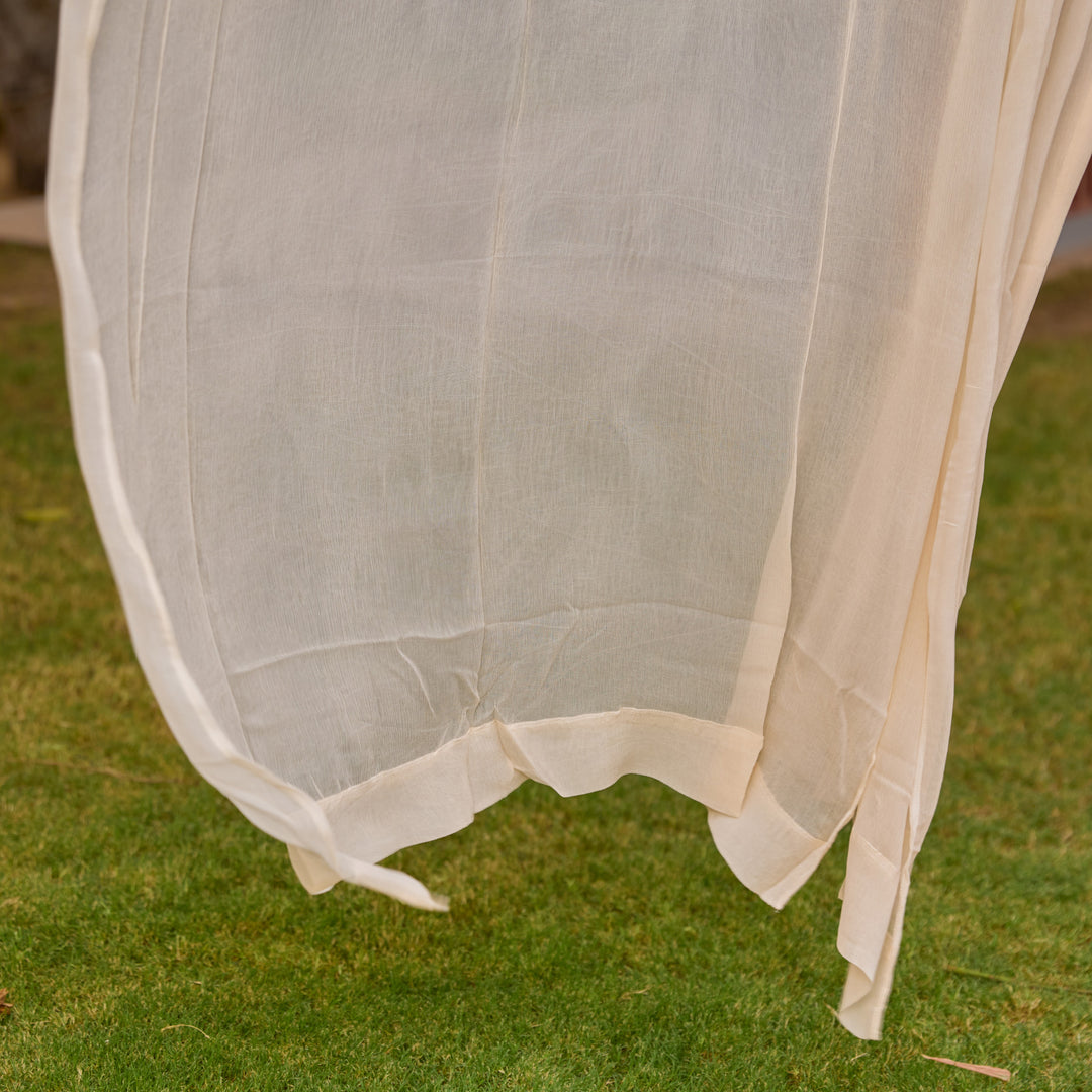 Solid Beige Chiffon Sheer Curtain-Curtains-House of Ekam