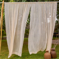 Solid Beige Chiffon Sheer Curtain-Curtains-House of Ekam