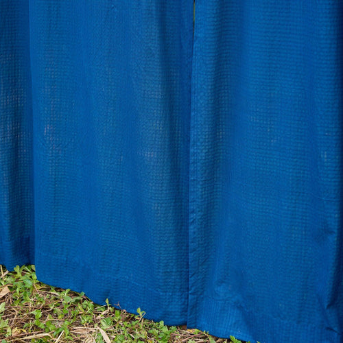 Solid Blue Cotton Handloom Curtain-Curtains-House of Ekam