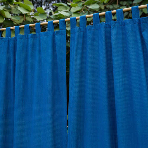 Solid Blue Cotton Handloom Curtain-Curtains-House of Ekam