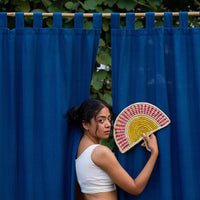 Solid Blue Cotton Handloom Curtain-Curtains-House of Ekam