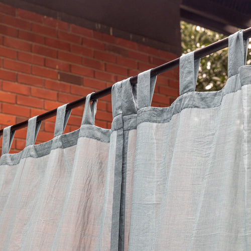 Solid Blue Venkatagiri Handloom Cotton Curtains-Curtains-House of Ekam