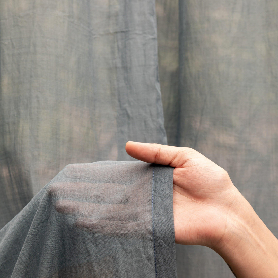 Solid Blue Venkatagiri Handloom Cotton Curtains-Curtains-House of Ekam