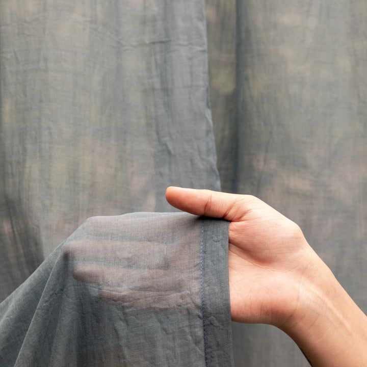 Solid Blue Venkatagiri Handloom Cotton Curtains-Curtains-House of Ekam
