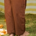 Solid Brown Cotton Slub Cargo Pants-Kidswear-House of Ekam