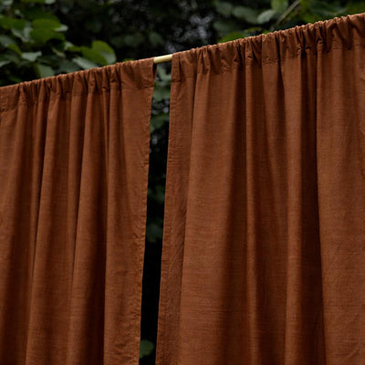 Solid Brown Cotton Slub Curtain-Curtains-House of Ekam