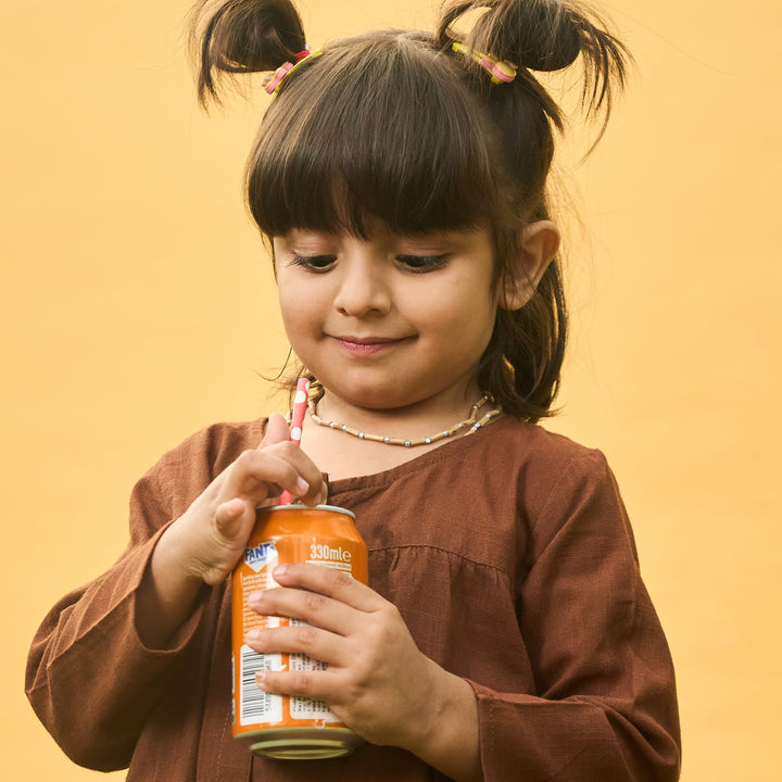 Solid Brown Cotton Slub Girl Dress-Kidswear-House of Ekam