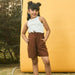 Solid Brown Cotton Slub Girls Shorts-Kidswear-House of Ekam