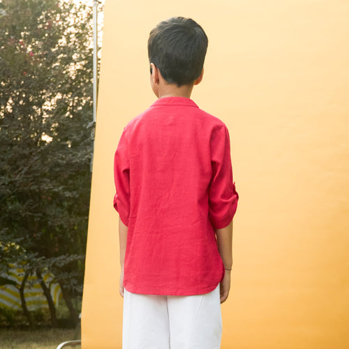 Solid Fuchsia Pink Kids Kurta-Kidswear-House of Ekam