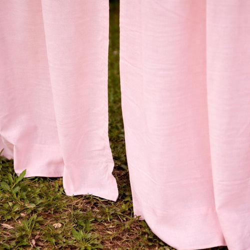 Solid Light Pink Cotton Slub Curtain-Curtains-House of Ekam