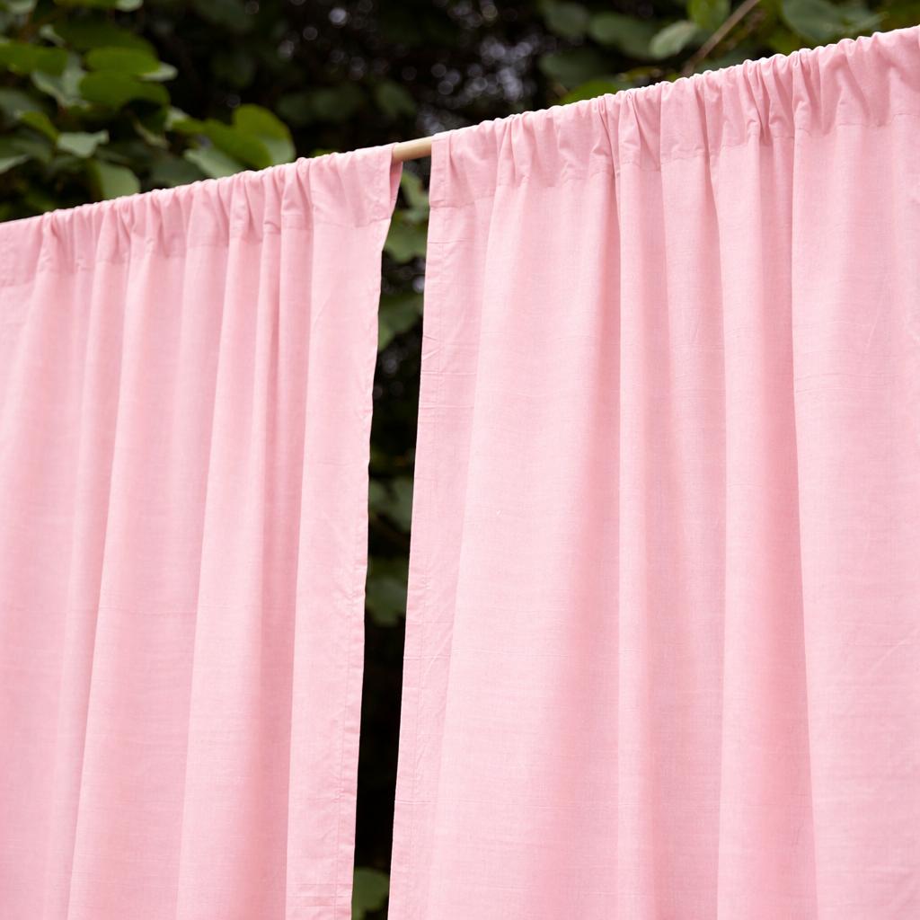 Solid Light Pink Cotton Slub Curtain-Curtains-House of Ekam