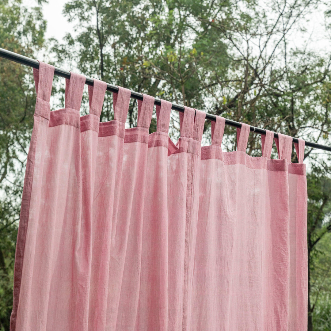Solid Pink Venkatagiri Handloom Cotton Curtains-Curtains-House of Ekam