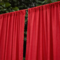 Solid Red Cotton Slub Curtain-Curtains-House of Ekam