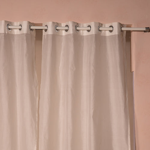 Solid White Cotton Silk Sheer Curtains-Curtains-House of Ekam