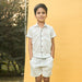 Solid White Cotton Slub Boys Embroidered Co-ord Set-Kidswear-House of Ekam