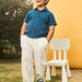 Solid White Cotton Slub Cargo Pants-Kidswear-House of Ekam