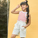 Solid White Cotton Slub Girls Shorts-Kidswear-House of Ekam