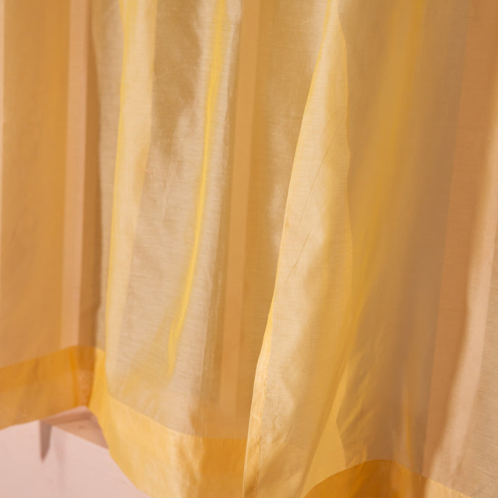 Solid Yellow Cotton Silk Curtains-Curtains-House of Ekam