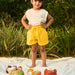 Solid Yellow Cotton Slub Girls Shorts-Kidswear-House of Ekam