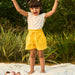 Solid Yellow Cotton Slub Girls Shorts-Kidswear-House of Ekam