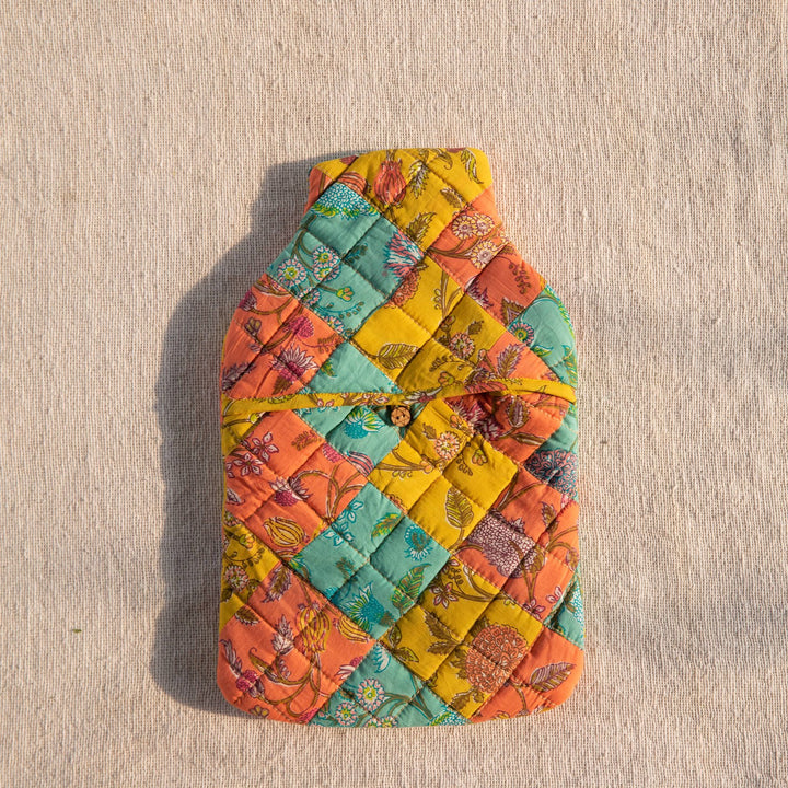 Spring Floral Patchwork Hot Water Bag Cover-Hot Water Bag Cover-House of Ekam