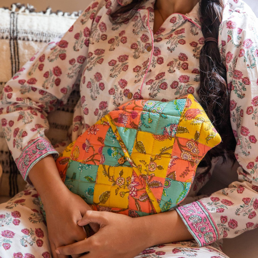 Spring Floral Patchwork Hot Water Bag Cover-Hot Water Bag Cover-House of Ekam