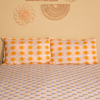 Sun & Moon Double Bedsheet With Pillow Cover-Bedsheets-House of Ekam