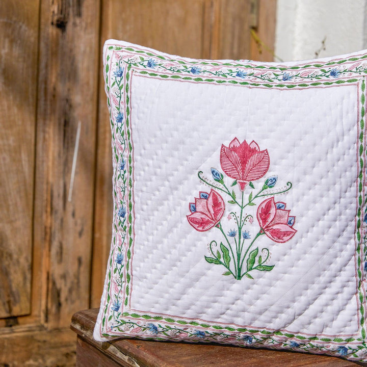 Tarini Amara Hand Quilted Cushion Cover-Cushion Covers-House of Ekam