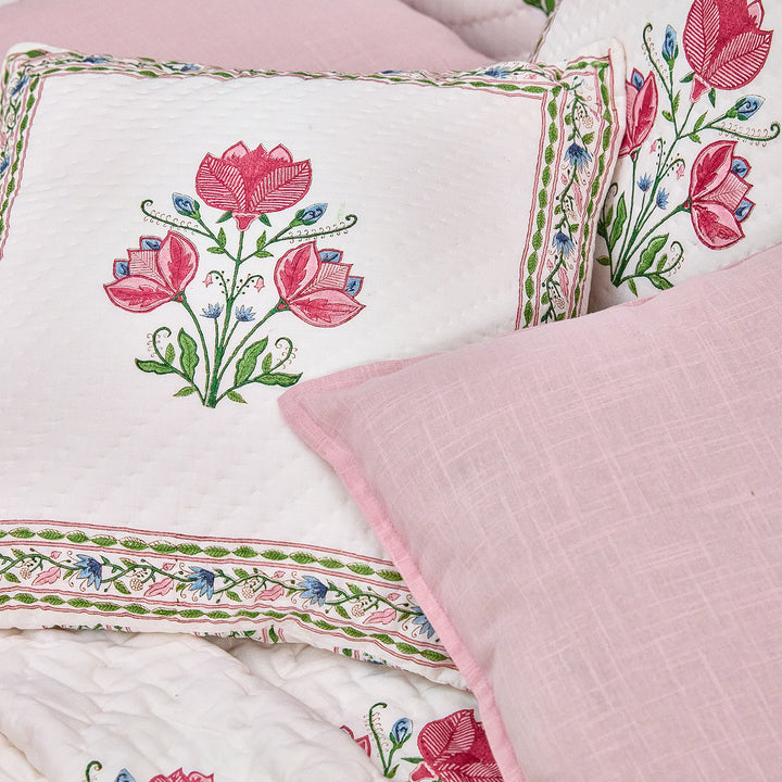 Tarini Amara Hand Quilted Cushion Cover-Cushion Covers-House of Ekam
