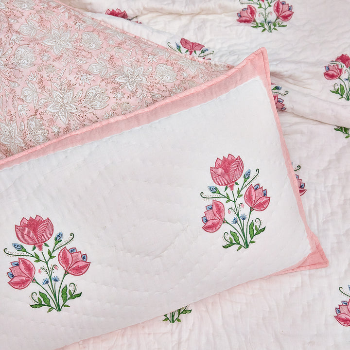 Tarini Amara Reversible Hand Blockprint Double Bed Quilt-Quilt sets-House of Ekam