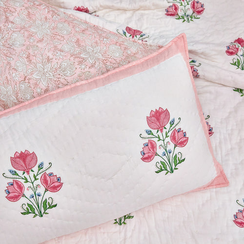 Tarini Amara Reversible Hand Blockprint Double Bed Quilt-Quilt sets-House of Ekam