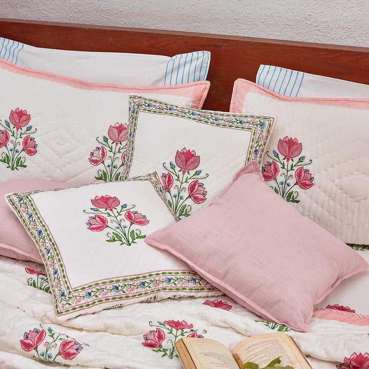Tarini Amara Reversible Hand Blockprint Double Bed Quilt-Quilt sets-House of Ekam