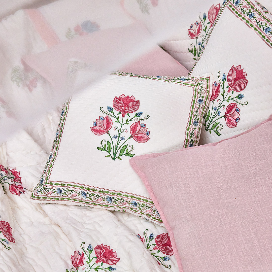 Tarini Amara Reversible Hand Blockprint Double Bed Quilt-Quilt sets-House of Ekam