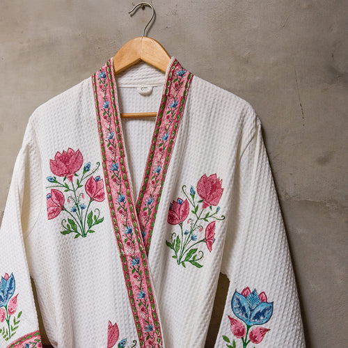 Tarini Blockprint Bath/Hand/Face Waffle Towel-bath towels-House of Ekam