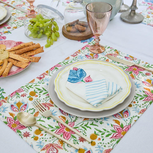 Tarini Floral Table Linen Set with Napkins-Table Runners-House of Ekam