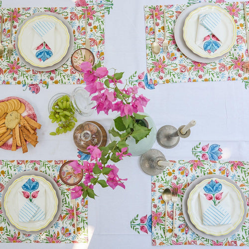 Tarini Floral Table Linen Set with Napkins-Table Runners-House of Ekam