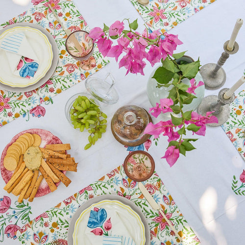 Tarini Floral Table Linen Set with Napkins-Table Runners-House of Ekam