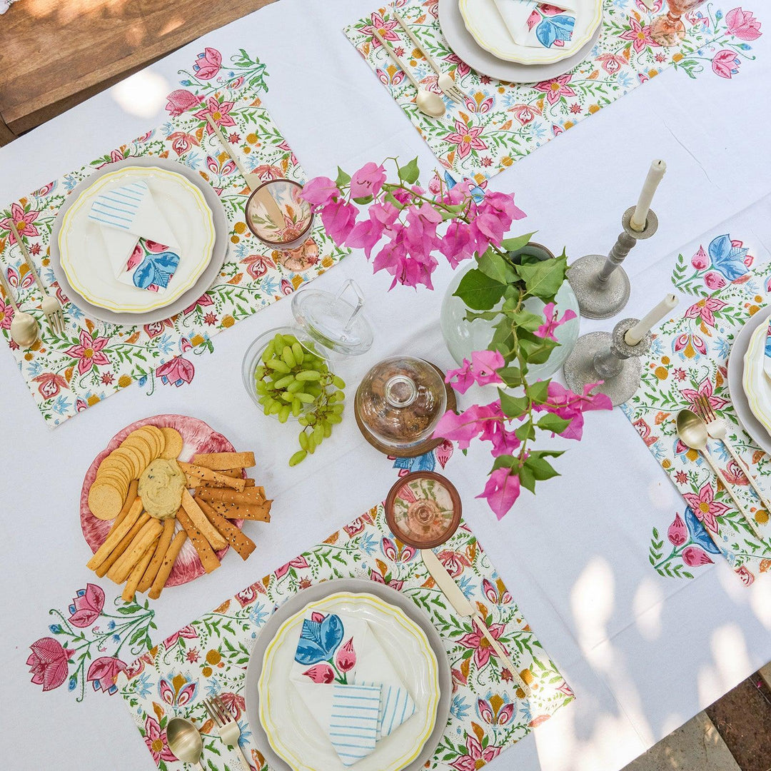 Tarini Floral Table Linen Set with Napkins-Table Runners-House of Ekam