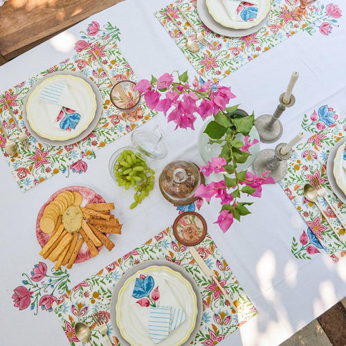 Tarini Floral Table Linen Set with Napkins-Table Runners-House of Ekam