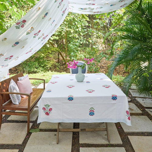 Tarini Floral Table Linen Set with Napkins-Table Runners-House of Ekam