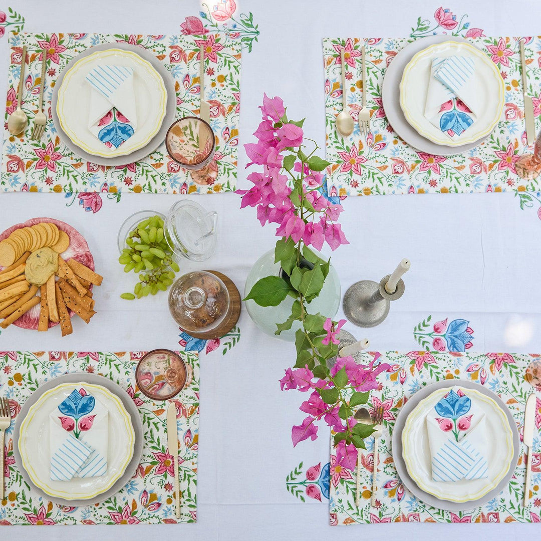 Tarini Floral Table Linen Set with Napkins-Table Runners-House of Ekam