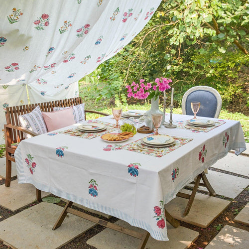 Tarini Floral Table Linen Set with Napkins-Table Runners-House of Ekam
