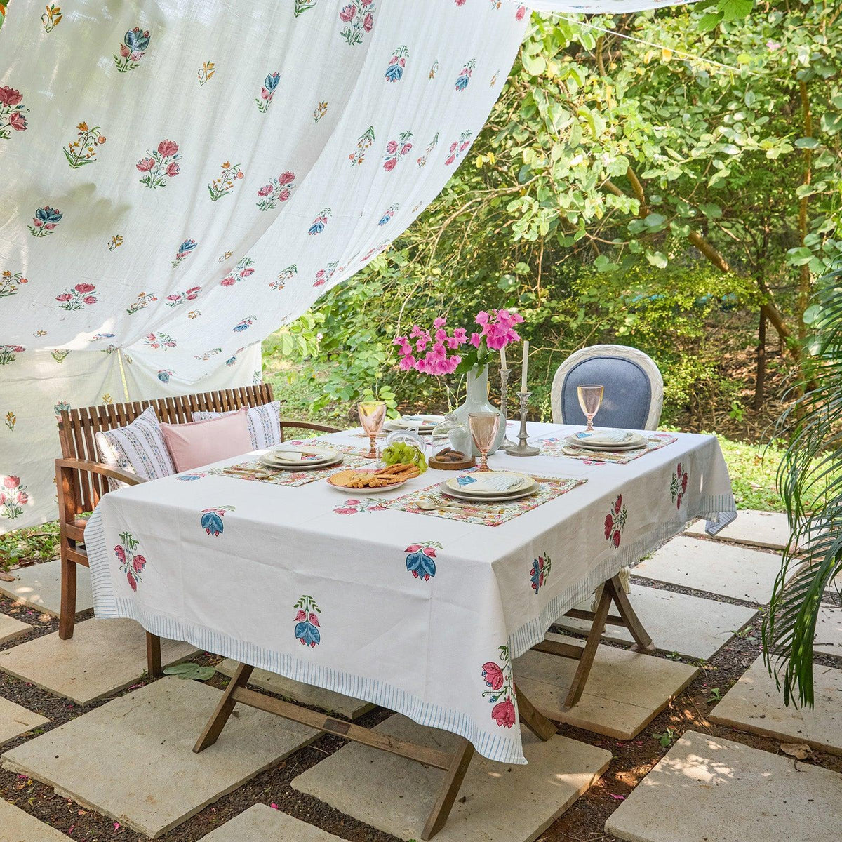 Tarini Floral Table Linen Set with Napkins-Table Runners-House of Ekam