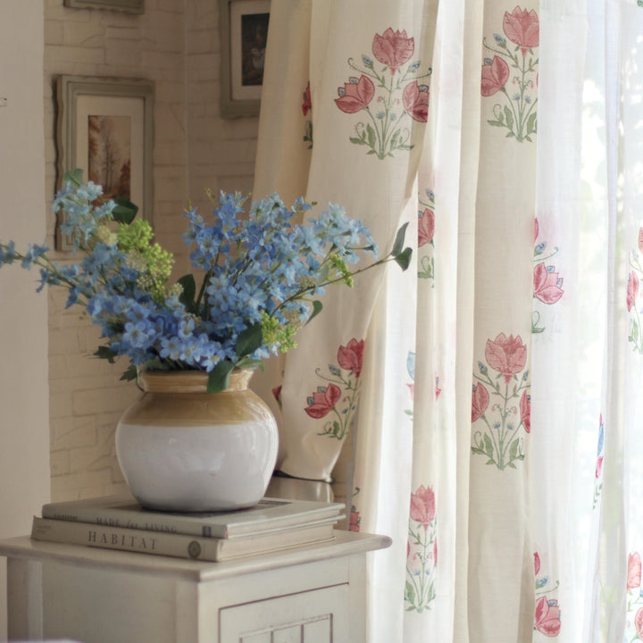 Tarini Multi Buti Maheshwari Silk Curtain-Curtains-House of Ekam