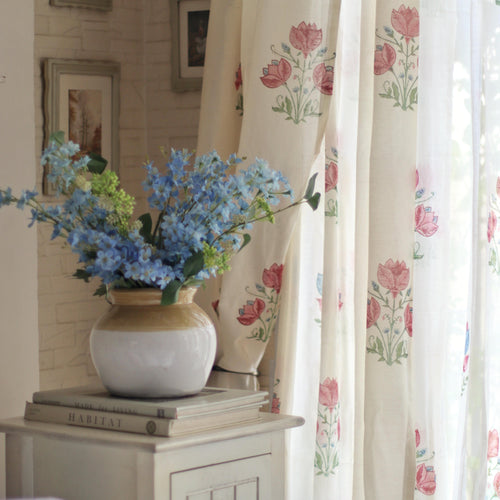 Tarini Multi Buti Maheshwari Silk Curtain-Curtains-House of Ekam