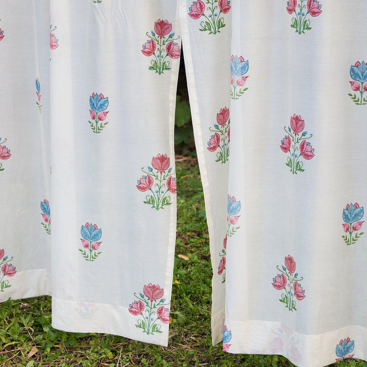 Tarini Multi Buti Maheshwari Silk Curtain-Curtains-House of Ekam