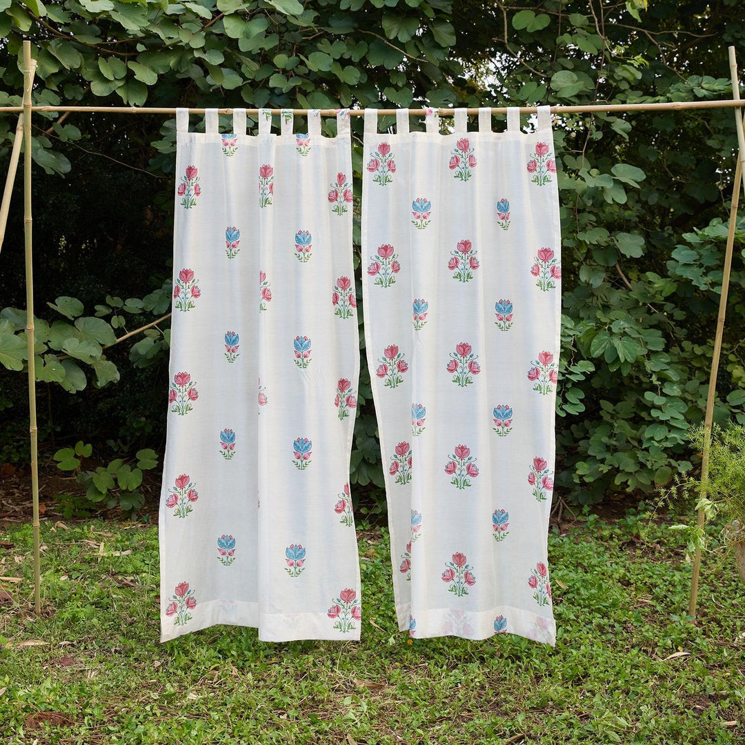 Tarini Multi Buti Maheshwari Silk Curtain-Curtains-House of Ekam