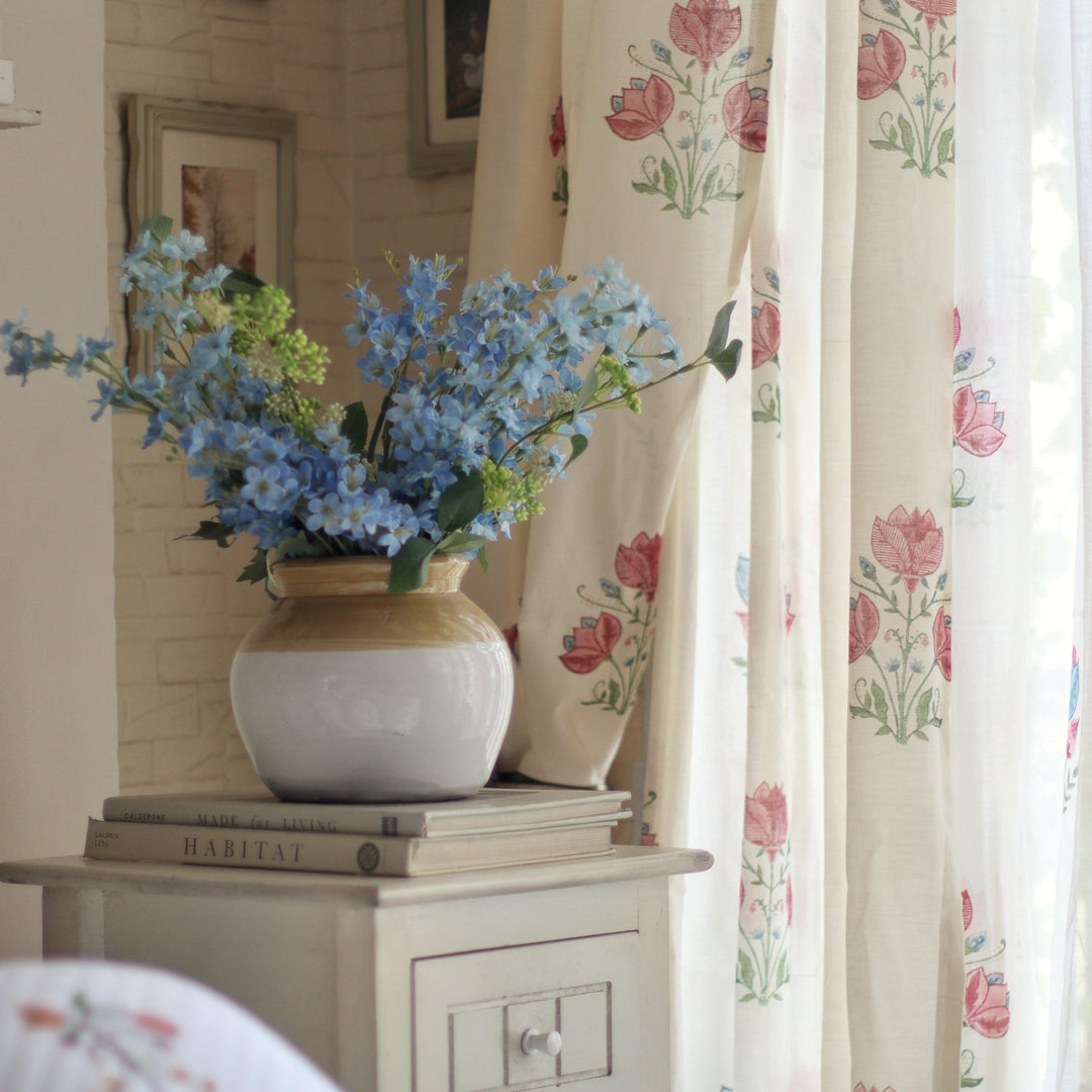 Tarini Multi Buti Maheshwari Silk Curtain-Curtains-House of Ekam